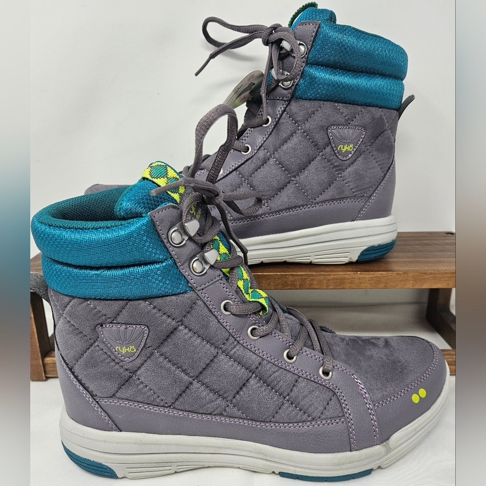 Nwob Ryka Aurora Slate Grey High Top Quilted Shoes Women's 8
